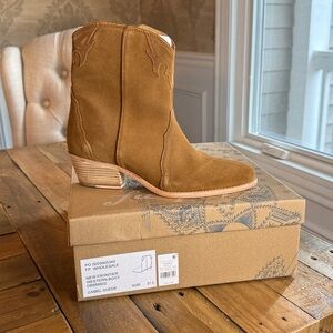 Free People New Frontier Western Boot in Camel Suede 37.5